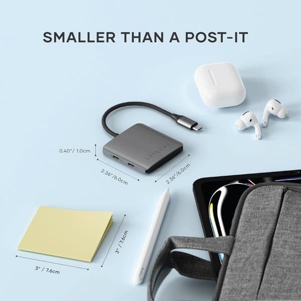 USB-C Hub - Satechi - ST-H4CPDM - 4 portar - Power Delivery 75W - Rymdgrå