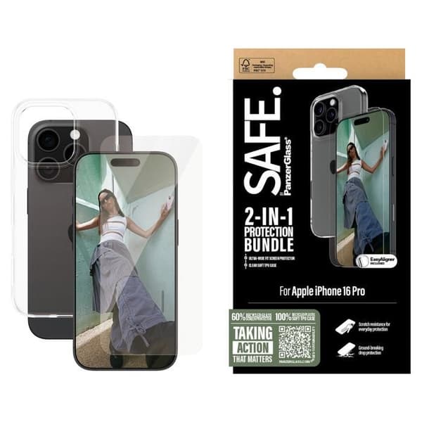 Panzer Glass 2 i 1 Skyddspaket för iPhone 16 Pro 6.3" Klar - BSAFE95897