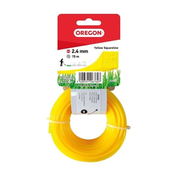 Gul kvadratisk fil - OREGON - 2,4 mm - 15 m - Monoleder - Trädgårdsskötsel Gul