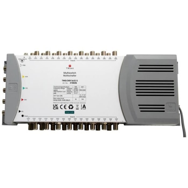 Triax TMS-CKR 5x32 S Satellitmultiplexer Ingångar (multiplexer): 5 (4 SAT-1 markbundna) Antal abonnenter: 32