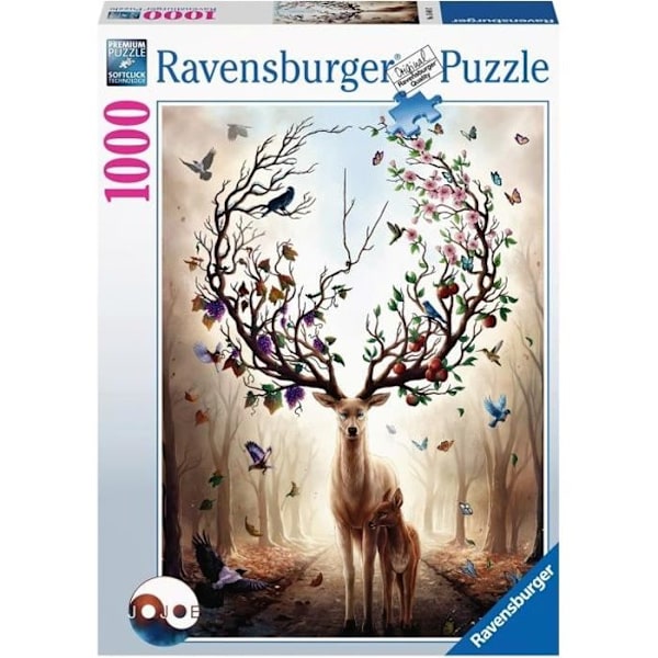 Klassiskt pussel för vuxna - Ravensburger - Fantastiska rådjur - 1000 bitar - 70x50cm kastanj