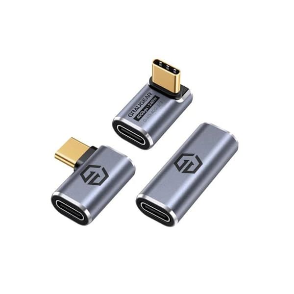 USB-C-adapter - GRAUGEAR - Paket med 3 - Överföring 40 Gbit/s - USB 4.0 - Dubbel sida