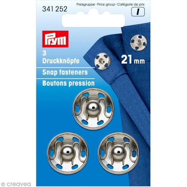 Tryckknapp - PRYM - 21 mm - Silver - 3 st Silver