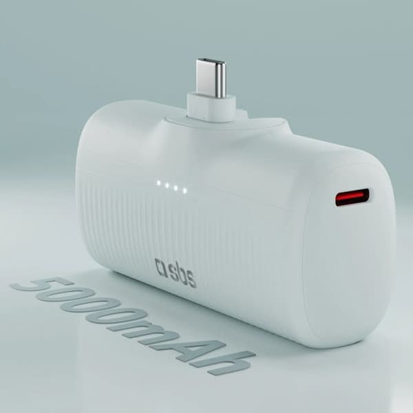EcoPower 5000 mAh 10 W extern batteri med inbyggd USB-C-port - Grå