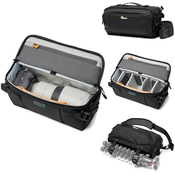 Lowepro ProTactic Lite SLX 120 AW III Sensestronic, Professionell Kamera, Regnskydd, Axelremsväska Svart