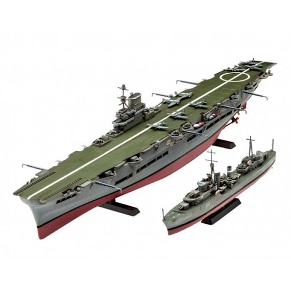 Båtmodeller - Revell - HMS Ark Royal & Tribal Class Destroyer - 110 stycken - Unik färg Enfärgad