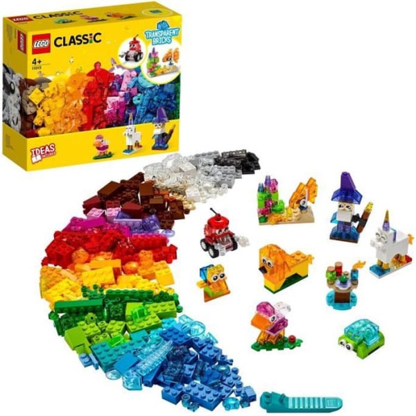 LEGO® 4+ Classic 11013 kreativa genomskinliga klossar, byggset med klossar inklusive djur för barn
