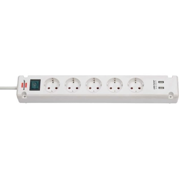 brennenstuhl grenuttag bremounta förlängningsuttag 5-vägs 2x usb vit 3m h05vv-f 3g1.5