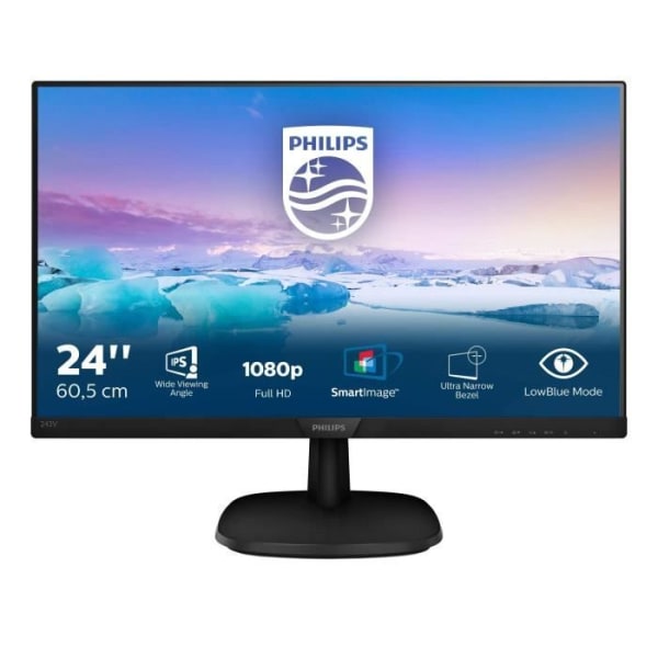 Philips V-line 243V7QDSB LCD-skärm - Full HD 1920x1080 - 16:9 - Svart - 16,7 miljoner färger