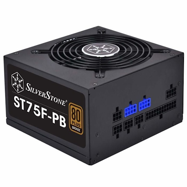 SilverStone SST-ST75F-PB - Strider Plus-serien, 750W 80 Plus brons ATX PC-strömförsörjning, reducerat brus, 120 mm, 100 % modulärt kablage