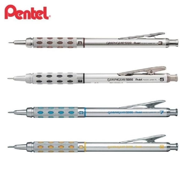 Porte-mine - PENTEL - Graphgear 1000 - 0,7 mm - Metallkropp - Komfortgrepp Silver