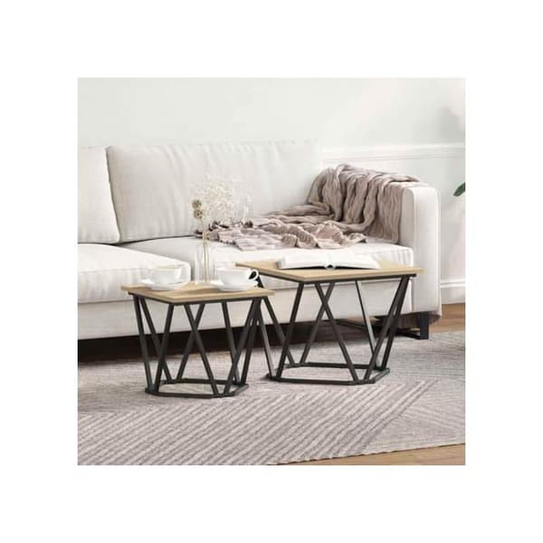 Moderna sidobord - vidaXL - Sonoma-ek - Ingenjörsträ - Stålram