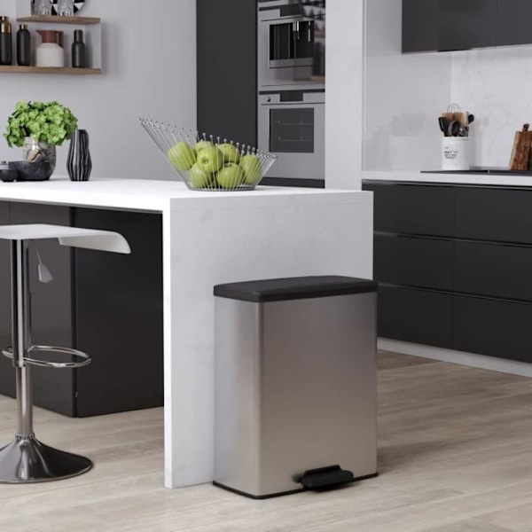 Deco Rektangulär Pedal Bin 65 L Silver - Curver