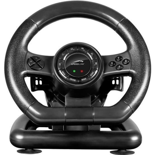 Speedlink Black BOLT Racing Wheel - Gaming-ratt för PC (Xinput och DirectInput, Vibration, 12 knappar och 2 snabbtangenter) Svart: