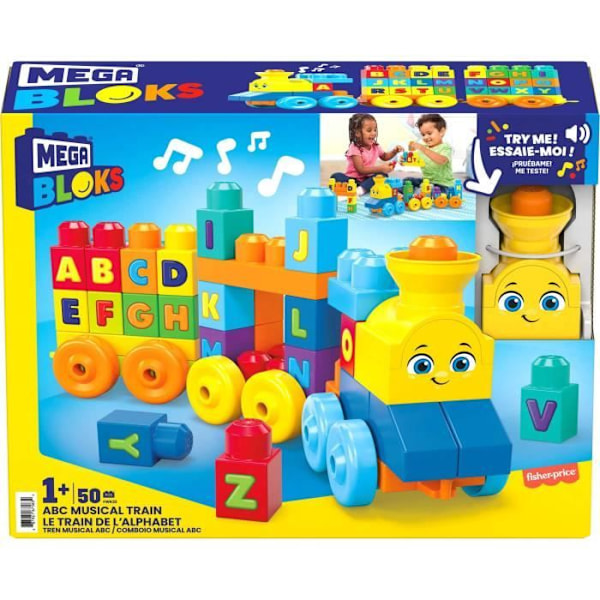Mega Bloks - Alfabetståget - Byggleksak - 12 månader och uppåt FWK22 Flerfärgad