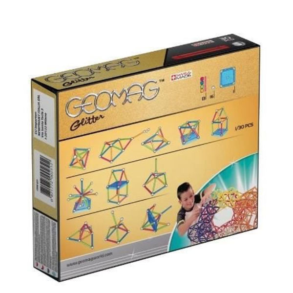 Byggset - GEOMAG - Glitter - 30 bitar - Flerfärgad - Från 3 år Flerfärgad