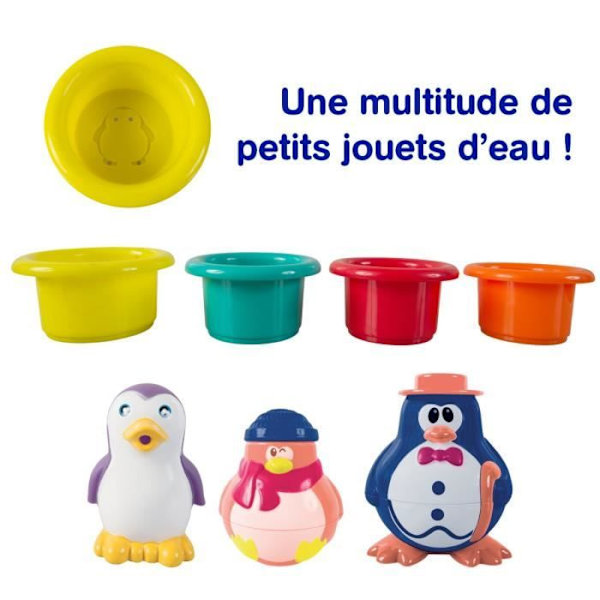 Penguin Bath Box - LUDI - Badleksak med sugkoppar och sensoriska tillbehör - Blandat - Från 12 månader Pingvin
