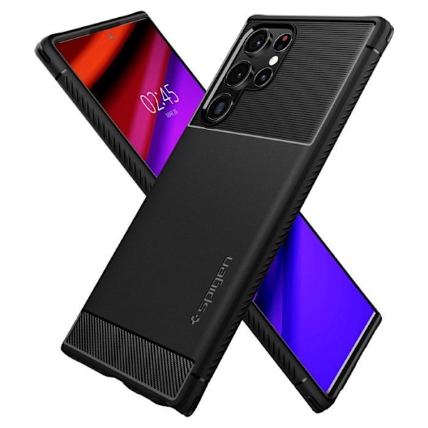 Fodral - SPIGEN - Robust rustning - Mjuk - Silikon - Svart Svart