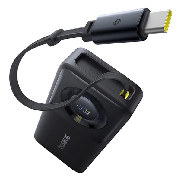 Batteripack 10 000 mAh, 30 W, integrerad typ C-kabel - Baseus Free2Pull (P100737701123-00) - Svart