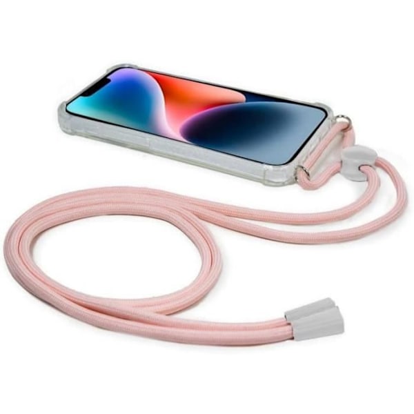 Coque - Cool - iPhone 14 Plus - Cordon Rose - Souple - Snabb åtkomst för handsfree rosa