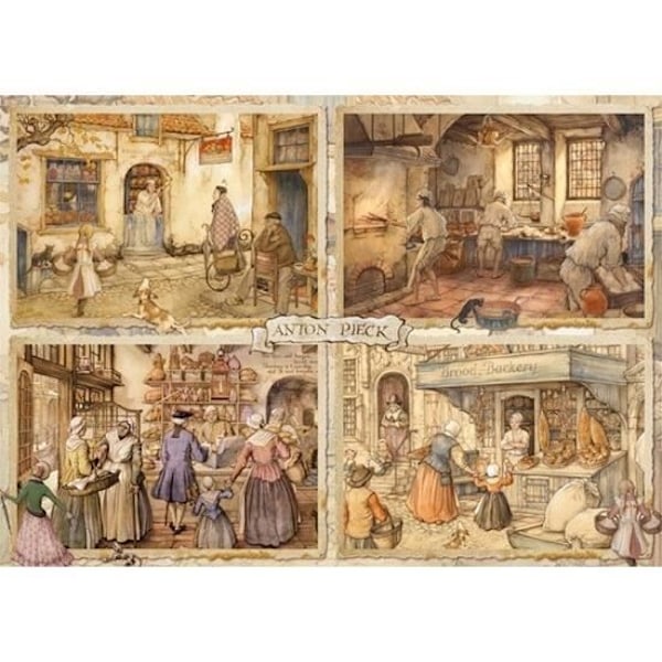 1000 bitars pussel - JUMBO - Anton Pieck Bakers från 1800-talet - Städer - Blandat - Vit Flerfärgad