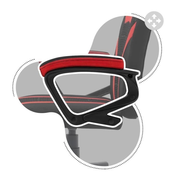 HUZARO RANGER 1.0 Gaming Stol Rött tyg, Fåtölj för barn, Gamer, Ergonomisk, Justerbar höjd 80 mm, Armstöd, PC-spel röd svart