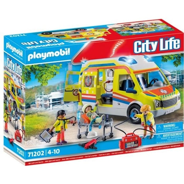 PLAYMOBIL 71202 Ambulans med ljus- och ljudeffekter, City Action Rescuers Flerfärgad