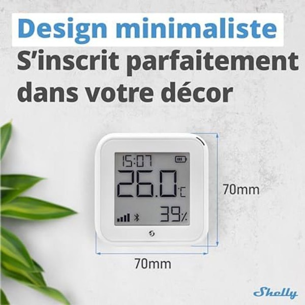 Ansluten temperatur- och fuktighetssensor - SHELLY - H&T Gen3 - Elfenben - Wi-Fi - Dubbel strömförsörjning Elfenben