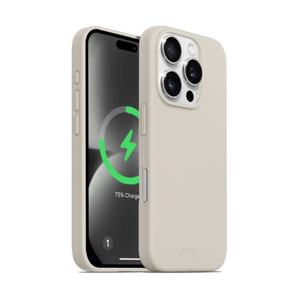Silikonskal för iPhone 16 Pro Max - CRONG - Beige Sten - MagSafe - Elegant Design - Hållbart Skydd stenbeige