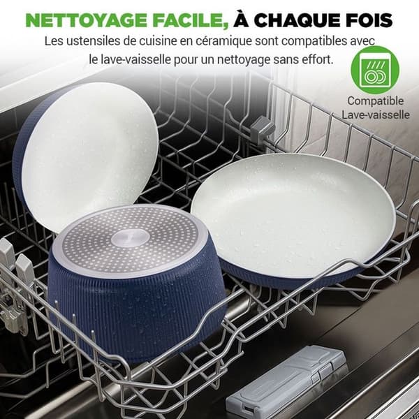 Köksset - NUTRICHEF - 18 delar - Avtagbara handtag - Non-stick keramisk beläggning