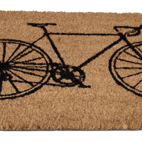 Relaxdays Entrématta av kokos, cykelmotiv, inomhus, utomhus, halkfri dörrmatta, storlek 60x40 cm, natur/svart ljusbrun, svart