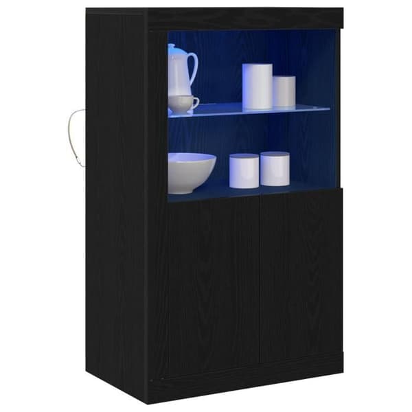 Buffé med LED-ljus Svart ek 60,5x37x100 cm