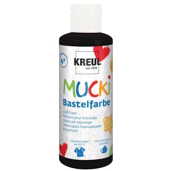 Barnfärg - KREUL - MUCKI - 80 ml - Svart - Tvättbar i 30°C - Snabbtorkande Svart