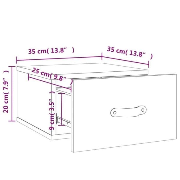 vidaXL Sonoma Väggmonterat Sängbord Grå 35x35x20 cm 829784