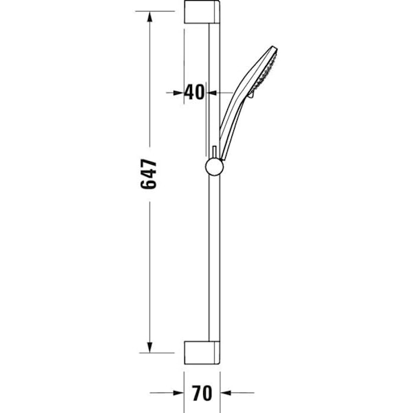 Duravit Duschset, stång 700 mm, 3-stråle handdusch 110 mm, Matt svart - UV0680002046