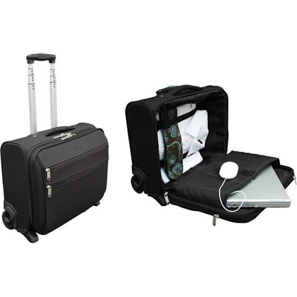 CLEMENTINA FROG Traveler Computer Trolley - Horisontell - 4 hjul - EVA 600 D - Vadderad ficka - 22 L - 3 kg - Svart Svart och silver