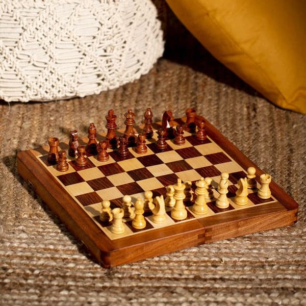 Schackspel Laney 30,5x30,5cm trä Flerfärgad