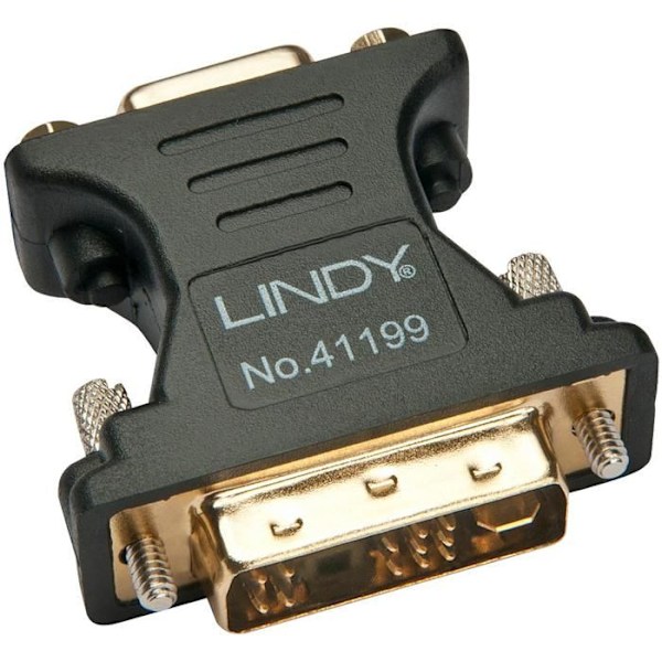 DVI/VGA-adapter - LINDY - DVI-I till HD15 - Svart - Analog - VGA-skärm