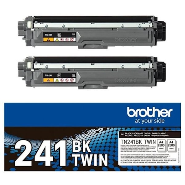 Paket med 2 toner TN241BKTWIN-BROTHER-Svart-2x2500p.- DCP-9015, DCP-9020, HL-3140, HL-3150, HL-3170, MFC-9140, MFC-9330, MFC-9340
