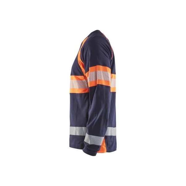 Högsynlighets långärmad T-shirt Blaklader Marinblå/neon orange M