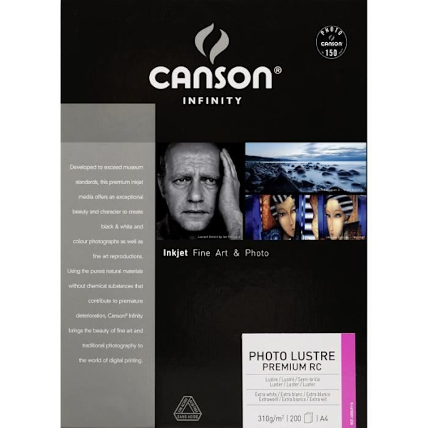 CANSON Infinity Photolustré Premium RC bläckstrålepapper extra vitt 310g - A4 (21x29,7cm) - 200 ark