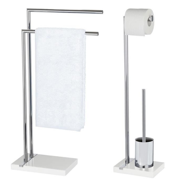 2i1 WC-set - WENKO - Ädelvit - Polyresin - Stål - 20x74x15 cm Flerfärgad