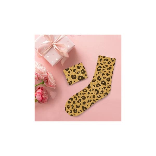 Kort strumpor med gula leopardpaljetter