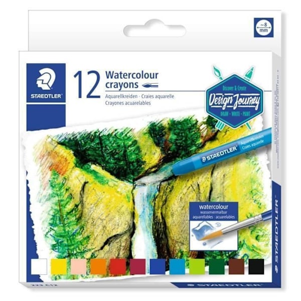 STAEDTLER® 223 Design Journey - Kartong med 12 olika akvarellkritor