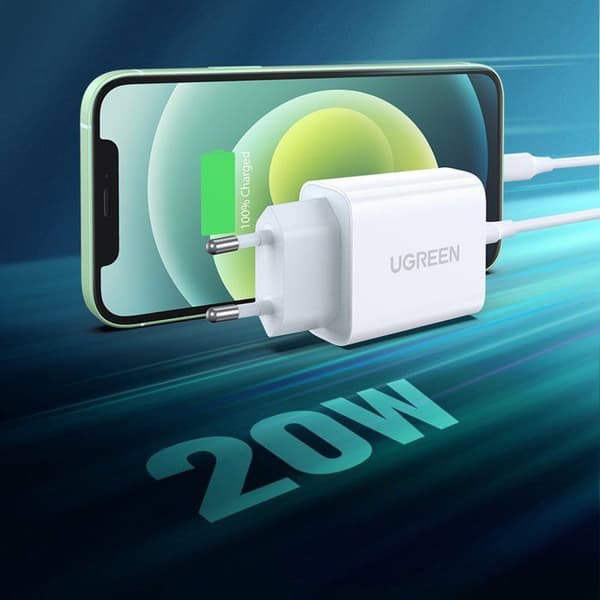 Laddare - Ugreen väggadapter USB Power Delivery 3.0 Quick Charge 4.0+ 20 W 3 A (vit)