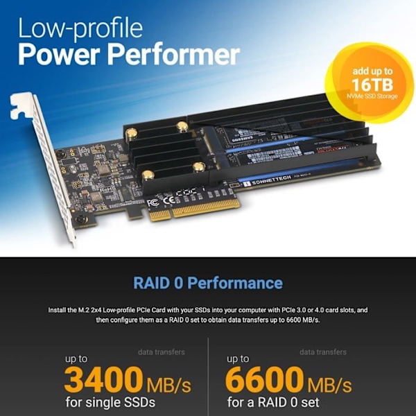 Sonettkontrollkort - FUS-SSD-2X4-E3S - TEKNIK PCIE M.2 2x4 lågprofilkort
