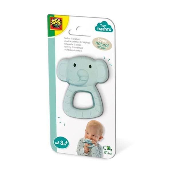 SES Creative 13163 - Anneau för tandning Eli Elefant, tandringsring av 100% naturlig gummi för baby