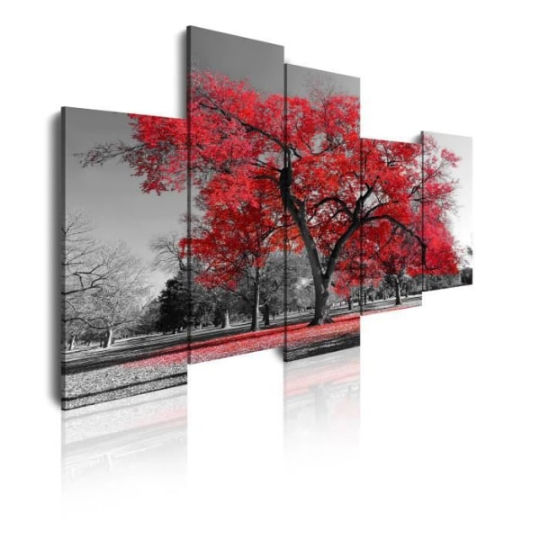 DekoArte - Modern Canvas Print | Dekoration till vardagsrummet eller sovrummet | Landskap Röda Träd Natur 5 Styck 150 x 95 cm