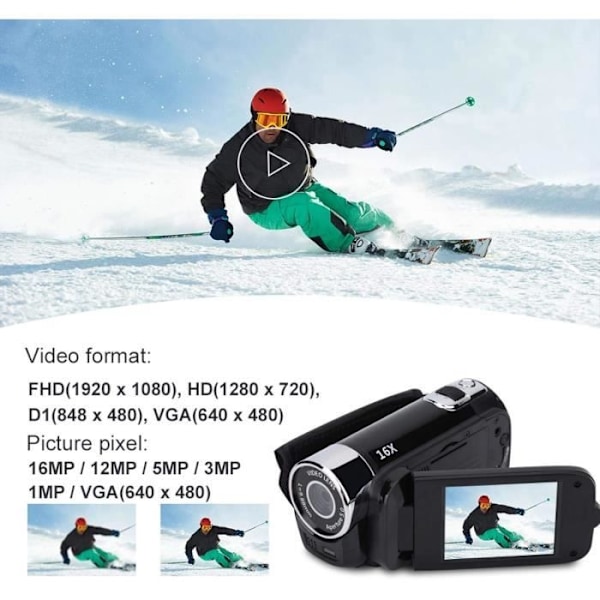 Digital camcorder - Diyeeni - 1080P FHD - 16x digital zoom - 270° rotatable screen - Shockproof