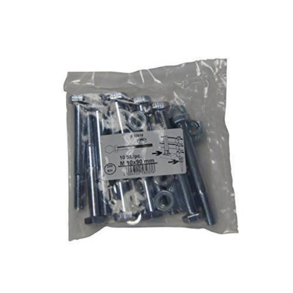 Connex B30018 Set med 40 galvaniserade 6-punkts skruvar DIN 931 M10 x 90mm